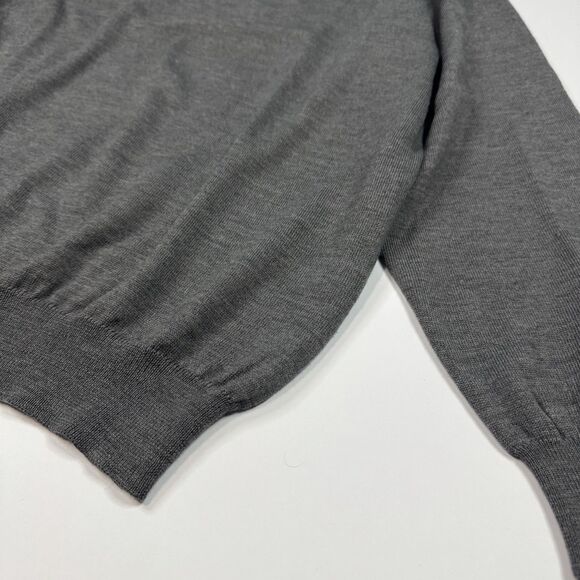 Men's Wool Sweater Fiesole Large Gray Italy Made Stretch Crewneck Pullover - Picture 3 of 7